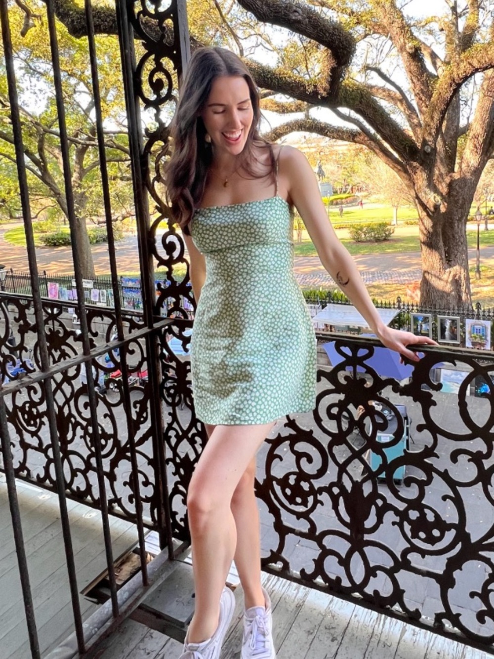 Floral Green Reformation Mini Dress
